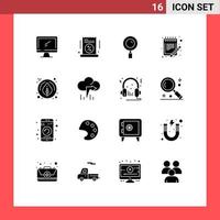 Set of 16 Modern UI Icons Symbols Signs for schedule order sale list magnifying Editable Vector Design Elements