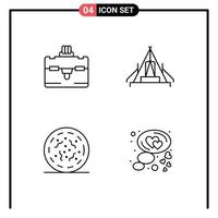 User Interface Pack of 4 Basic Filledline Flat Colors of bag rotten tent campsite worm Editable Vector Design Elements