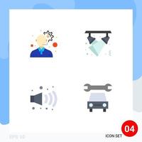 conjunto de 4 iconos planos vectoriales en la cuadrícula para el servicio al cliente luces de celebración del ruido elementos de diseño vectorial editables del coche vector