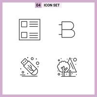 Concepto de 4 líneas para sitios web móviles y aplicaciones checkbox flash bytecoin cryptocurrency usb elementos de diseño vectorial editables vector