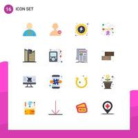 Modern Set of 16 Flat Colors and symbols such as music skyscraper hydro office smoking Editable Pack of Creative Vector Design Elements