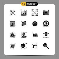 16 User Interface Solid Glyph Pack of modern Signs and Symbols of calendar pad arrow drawing game Editable Vector Design Elements