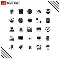 25 Thematic Vector Solid Glyphs and Editable Symbols of goods branding disease best quality tablet Editable Vector Design Elements