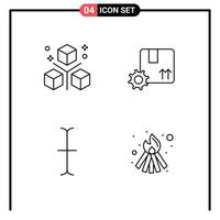 Stock Vector Icon Pack of 4 Line Signs and Symbols for coding cursor objects premium product bonfire Editable Vector Design Elements