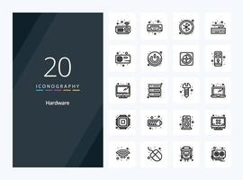 20 Hardware Outline icon for presentation vector