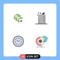 Group of 4 Flat Icons Signs and Symbols for firework clock firecracker biology iftar Editable Vector Design Elements