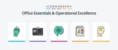 Office Essentials And Operational Exellence Line Filled 5 Icon Pack Including reading. popup. search. message. chat. Creative Icons Design vector