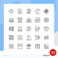 Modern Set of 25 Lines Pictograph of instruction signal app direction address Editable Vector Design Elements