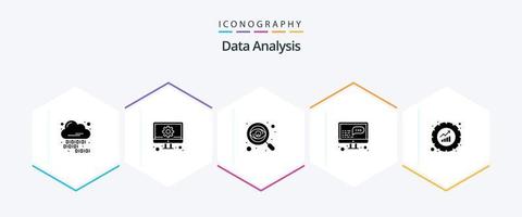 paquete de iconos de 25 glifos de análisis de datos que incluye gráfico. desarrollo. negocio. datos. buscar vector