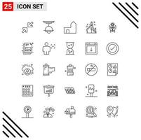 25 Universal Line Signs Symbols of bulb graphic castle graphic design medieval Editable Vector Design Elements