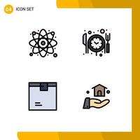 Set of 4 Modern UI Icons Symbols Signs for research goods science fast delivery shipping Editable Vector Design Elements