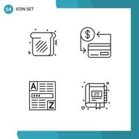 4 iconos creativos signos y símbolos modernos de brindis tarjeta web crédito internet elementos de diseño vectorial editables vector