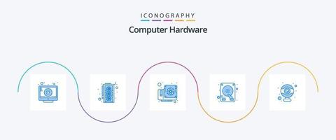 Paquete de 5 íconos azules de hardware de computadora que incluye . hardware. computadora. computadora. conducir vector