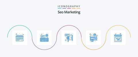 paquete de iconos azul 5 de seo marketing que incluye . dinero. comunicación. marketing. negocio vector