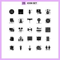 Mobile Interface Solid Glyph Set of 25 Pictograms of algorithm medicine tree medical alternative Editable Vector Design Elements