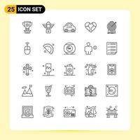 User Interface Pack of 25 Basic Lines of aim like canada favorite heart Editable Vector Design Elements