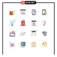 16 Thematic Vector Flat Colors and Editable Symbols of idea security website mobile map Editable Pack of Creative Vector Design Elements