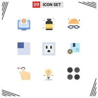 Modern Set of 9 Flat Colors Pictograph of premium quality branding goggles socket scale Editable Vector Design Elements