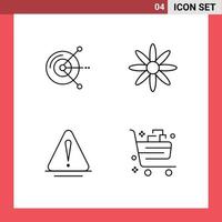 Group of 4 Filledline Flat Colors Signs and Symbols for computer warning hard drive disk nature basket Editable Vector Design Elements