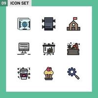 Pictogram Set of 9 Simple Filledline Flat Colors of investment growth learn assets online Editable Vector Design Elements