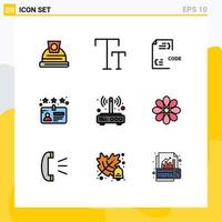 Pictogram Set of 9 Simple Filledline Flat Colors of connection router develop modem driver Editable Vector Design Elements