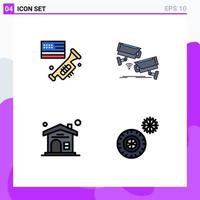 4 Filledline Flat Color concept for Websites Mobile and Apps flag home american security real estate Editable Vector Design Elements