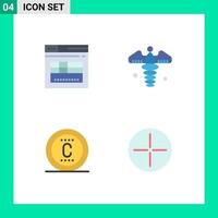4 User Interface Flat Icon Pack of modern Signs and Symbols of page protection website medical sign trademark Editable Vector Design Elements