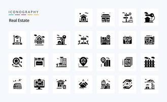 25 Real Estate Solid Glyph icon pack vector
