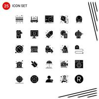 User Interface Pack of 25 Basic Solid Glyphs of clone paper command fly kite Editable Vector Design Elements
