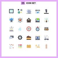 Modern Set of 25 Flat Colors and symbols such as data evaluation business research space business report medical Editable Vector Design Elements