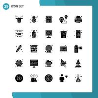 Set of 25 Modern UI Icons Symbols Signs for fax map face location delivery Editable Vector Design Elements
