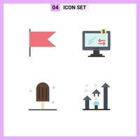 4 Flat Icon concept for Websites Mobile and Apps country ice online shopping success Editable Vector Design Elements