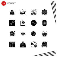 Universal Icon Symbols Group of 16 Modern Solid Glyphs of connect forming controls formation core Editable Vector Design Elements