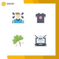 Pictogram Set of 4 Simple Flat Icons of businessman flower t shirt spring seo Editable Vector Design Elements