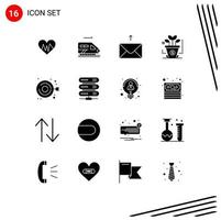 16 Thematic Vector Solid Glyphs and Editable Symbols of computing fashion message embroidery startup Editable Vector Design Elements