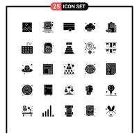 Solid Glyph Pack of 25 Universal Symbols of backlog technology finance image cloud Editable Vector Design Elements