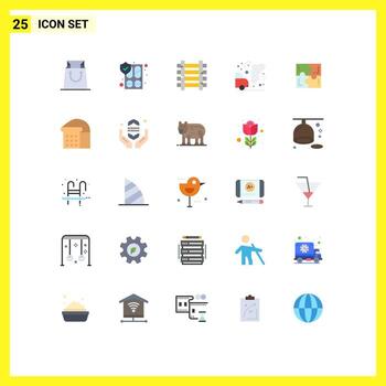 conjunto moderno de 25 colores planos y símbolos como elementos de diseño de vectores editables de vehículos de basura de ferrocarriles de contaminación de juegos