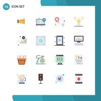 conjunto de pictogramas de 16 colores planos simples del sitio web de fans de envío alentar a la animadora paquete editable de elementos de diseño de vectores creativos