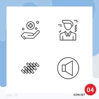 4 iconos creativos signos y símbolos modernos de bloques de cuidado de manos ladrillos comerciales sonido elementos de diseño vectorial editables vector