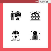 Pictogram Set of 4 Simple Solid Glyphs of arrow umbrella efforts bank love Editable Vector Design Elements