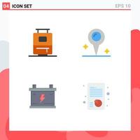 paquete de iconos de vector de stock de 4 signos y símbolos de línea para la gestión del acumulador de mapa de coche de bolsa elementos de diseño de vector editables