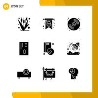 Modern Set of 9 Solid Glyphs and symbols such as compact bluray cd money atm Editable Vector Design Elements