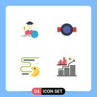 4 Flat Icon concept for Websites Mobile and Apps graduation competition scholar military pacman Editable Vector Design Elements