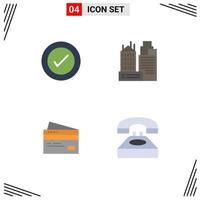 Pack of 4 creative Flat Icons of layout banking wireframe place cards Editable Vector Design Elements