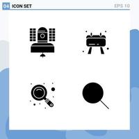 Group of 4 Solid Glyphs Signs and Symbols for satellite search communication checklist search Editable Vector Design Elements