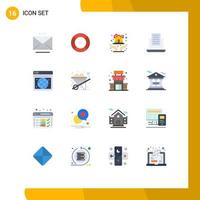 conjunto de pictogramas de 16 colores planos simples de texto web ux protección de correo manos paquete editable de elementos de diseño de vectores creativos