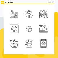 Set of 9 Modern UI Icons Symbols Signs for zodiac astrology hobbies recessed lamp Editable Vector Design Elements