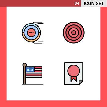 4 Universal Filledline Flat Color Signs Symbols of allocation flag estimation interface united Editable Vector Design Elements