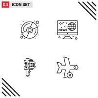 User Interface Pack of 4 Basic Filledline Flat Colors of disk measure hobbies screen tiny Editable Vector Design Elements