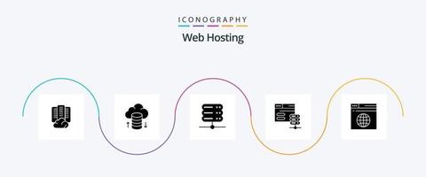 Web Hosting Glyph 5 Icon Pack Including web. network server . hosting network. database . server vector